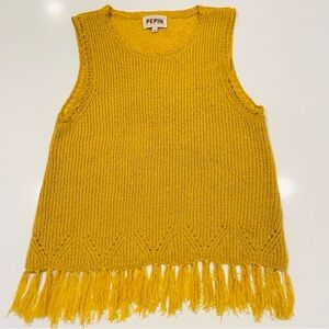 Pepin Yellow Fringe Tank Top Size Medium